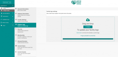The logo uploader after a logo was added (older screenshot)