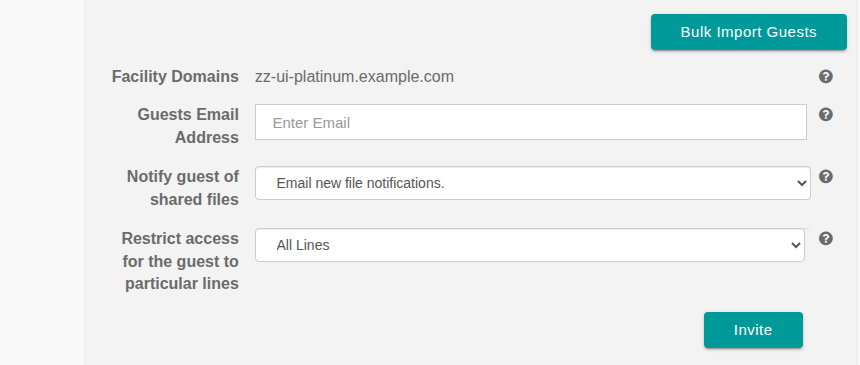 The invite form on the Guests page