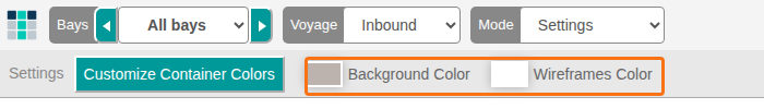 The Background Color and Wireframes Color buttons under the top menu bar in Settings mode