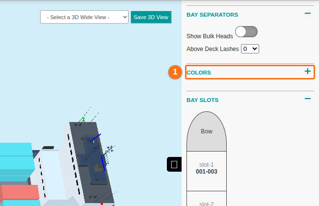 The Bay Separators, Colors and Bay Slots sections of the right-hand panel in Settings mode
