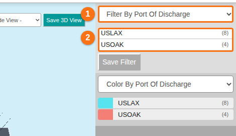 The Filter By dropdown and the list of values for the chosen attribute in the 3D Filter mode panel