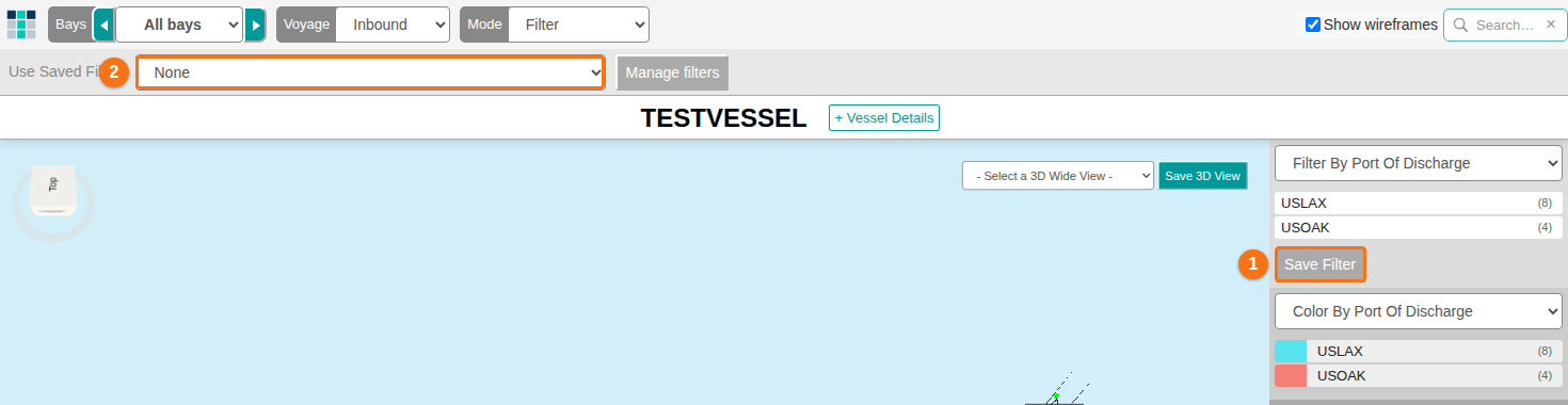 The Save Filter button in the filter panel and the Use Saved Filters dropdown under the menu bar