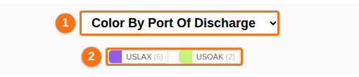 The Color By Port Of Discharge dropdown with the colour legend of port values below it
