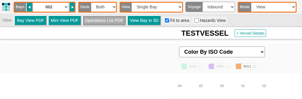The 2D Bay View menu bar with the Bays, Deck, View and Mode menus