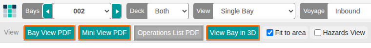The View mode options Bay View PDF, Mini View PDF and View Bay in 3D