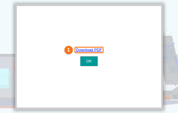 The pop up with the Download PDF link once the PDF is ready