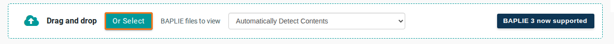The upload box with the Drag and drop area and the Or Select button