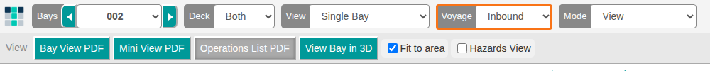 The Voyage dropdown in the 2D Bay View menu bar