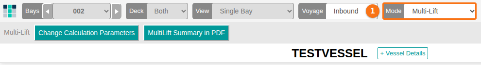 The 2D Bay View top bar with the Mode dropdown set to Multi-Lift