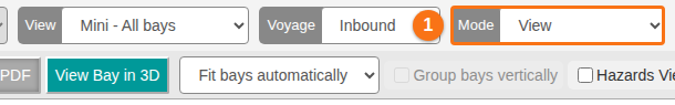 The Mode dropdown in the 2D Bay View top bar