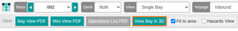 The View Bay in 3D button in the 2D Bay View options row
